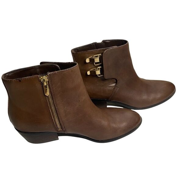 SAM EDELMAN PETER LEATHER ANKLE BOOTS BROWN - Picture 3 of 11